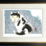 手描き☆水墨画☆オモト☆額付き